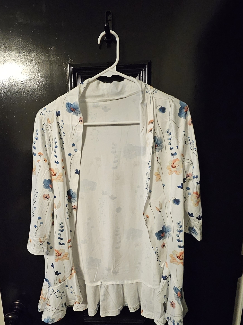 White Floral Open-Front Cardigan